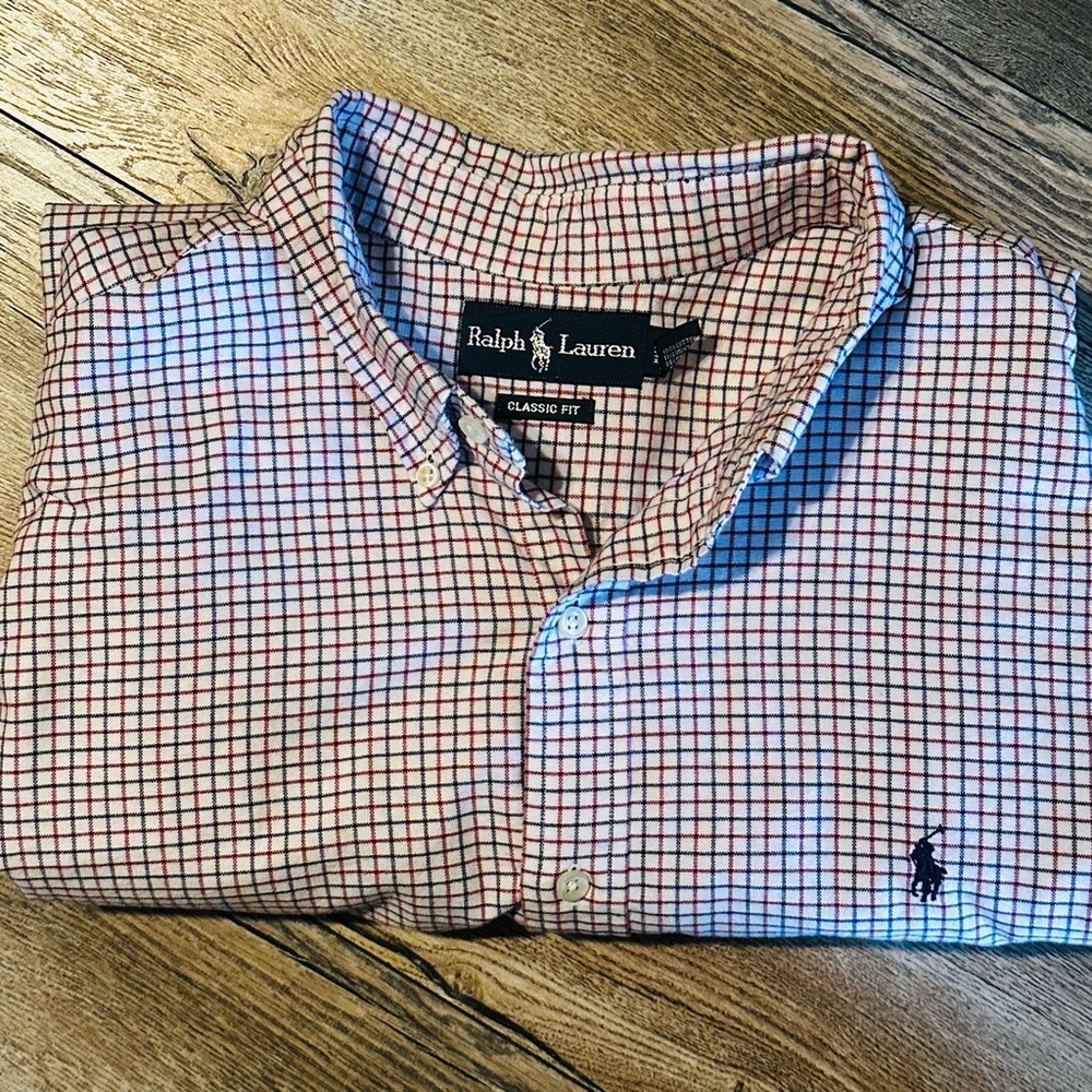 Ralph Lauren Men's Casual Checkered Shirt - Red and White